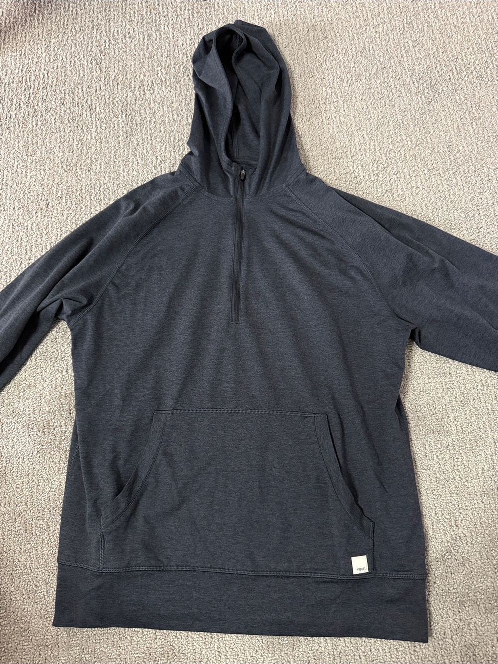 Vuori ponto performance  hoodie Men's Navy Hooded Half-Zip Pullover Shirt